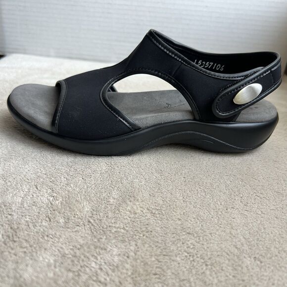 SAS Harmony Black Mesh Tripad Comfort Flat Sandal Women 5 Adjustable Strap USA - Picture 1 of 16